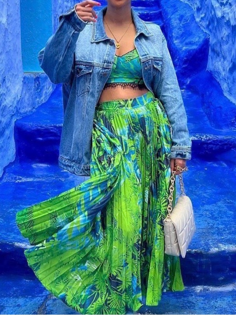 Green Jungle Print Skirt